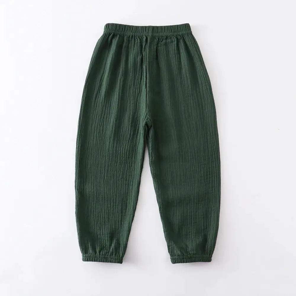  Kids Cotton Linen Pleated Harem Pants Elastic Waist -  ToylandEU™