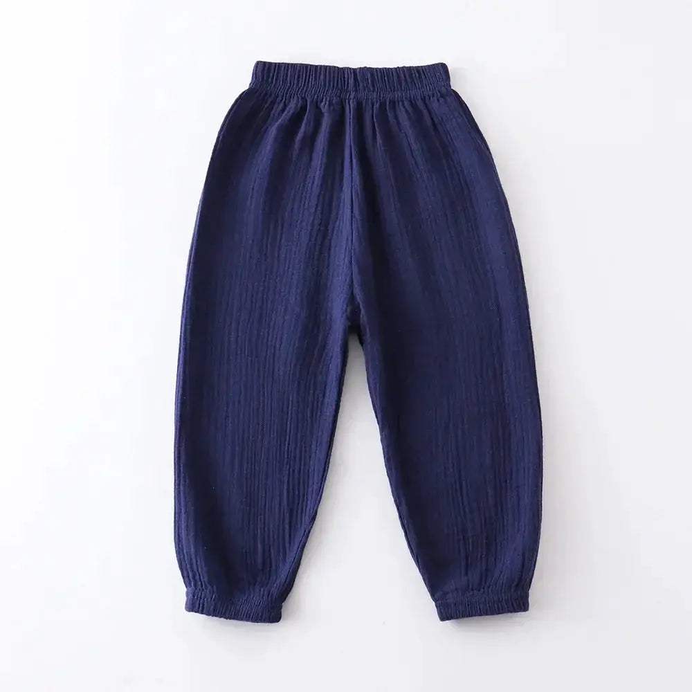  Kids Cotton Linen Pleated Harem Pants Elastic Waist -  ToylandEU™