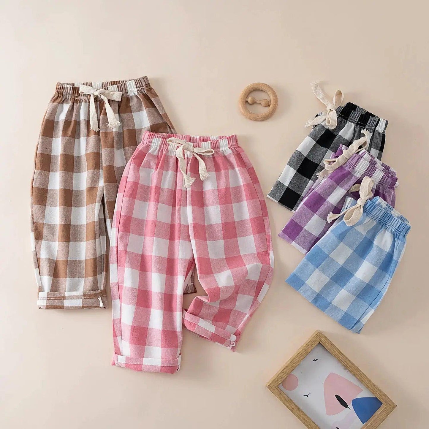  Kids Cotton Pants Elastic Waist Colorful Stripes Soft -  ToylandEU™