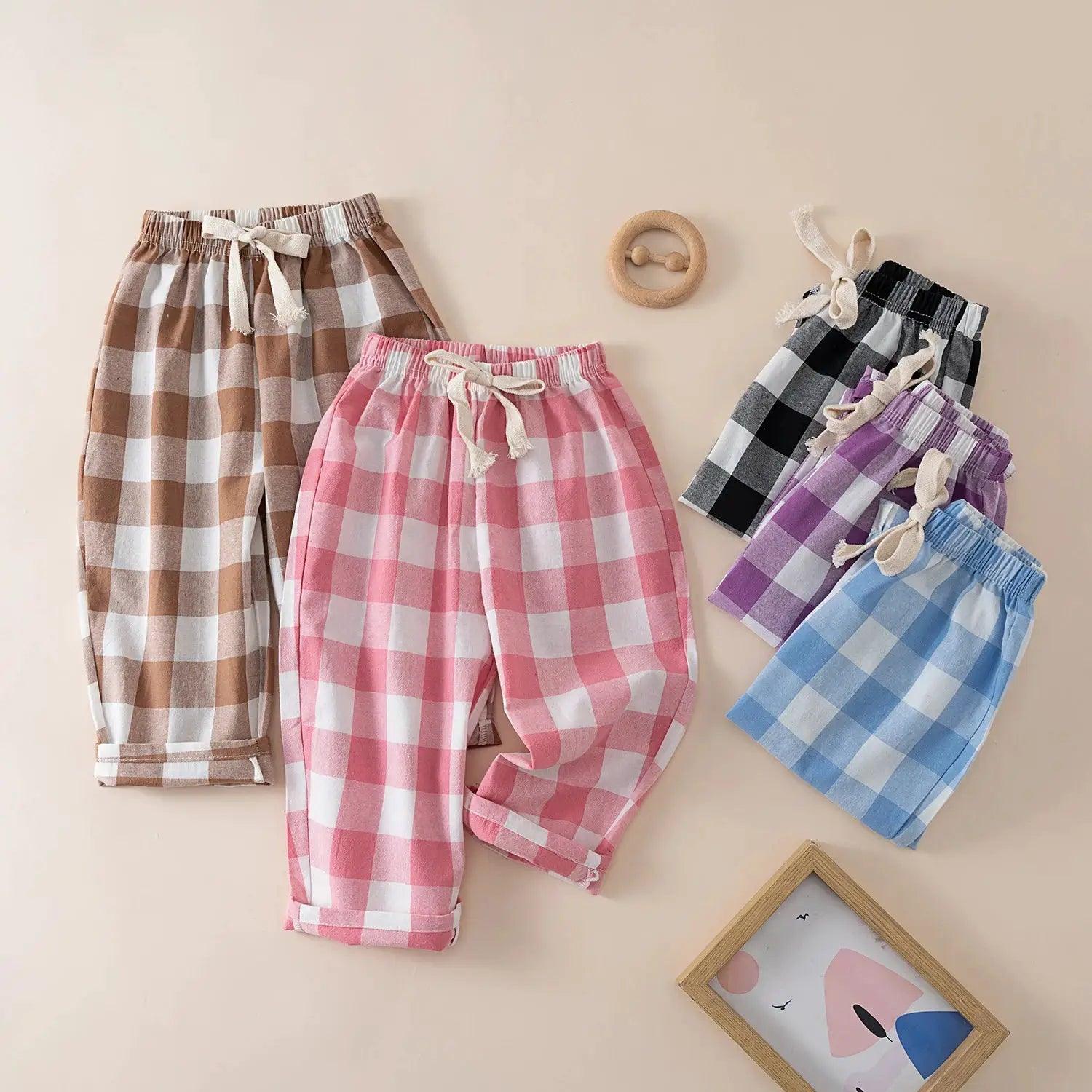  Kids Cotton Pants Elastic Waist Colorful Stripes Soft -  ToylandEU™