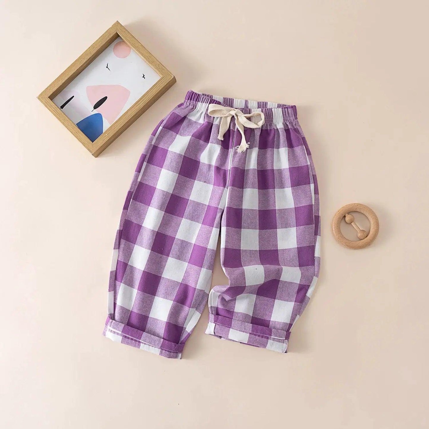  Kids Cotton Pants Elastic Waist Colorful Stripes Soft -  ToylandEU™