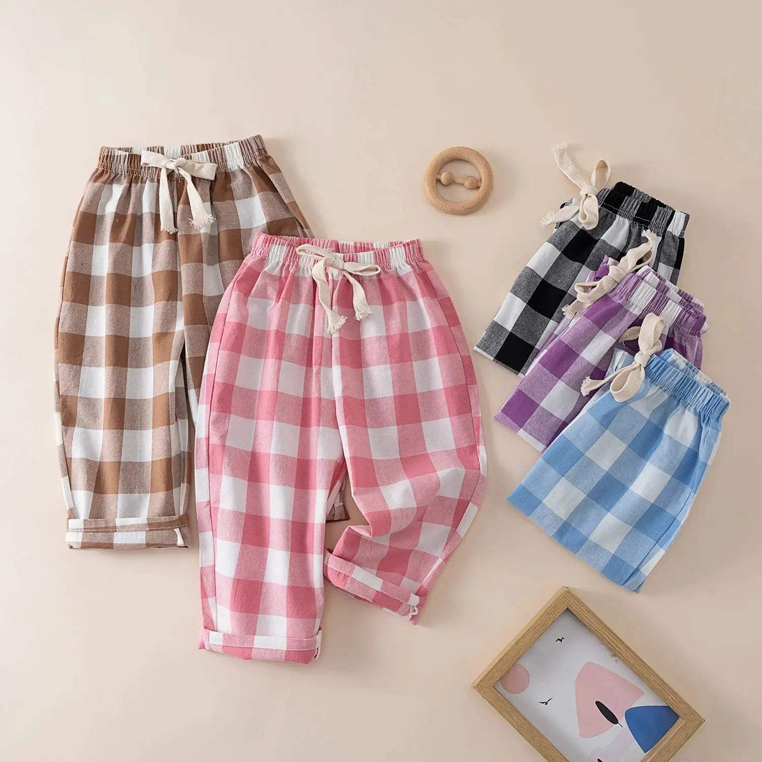  Kids Cotton Pants Elastic Waist Colorful Stripes Soft -  ToylandEU™