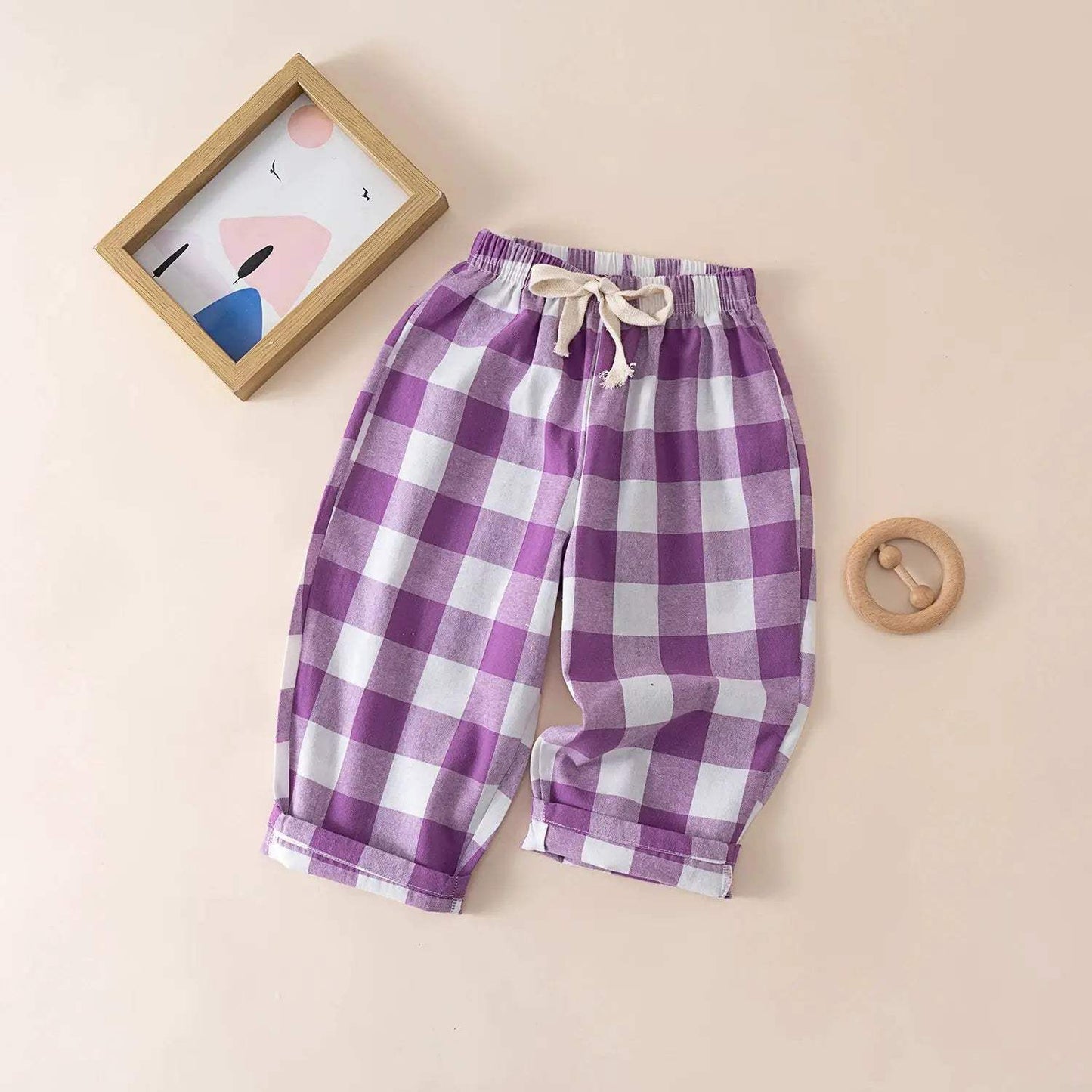  Kids Cotton Pants Elastic Waist Colorful Stripes Soft -  ToylandEU™
