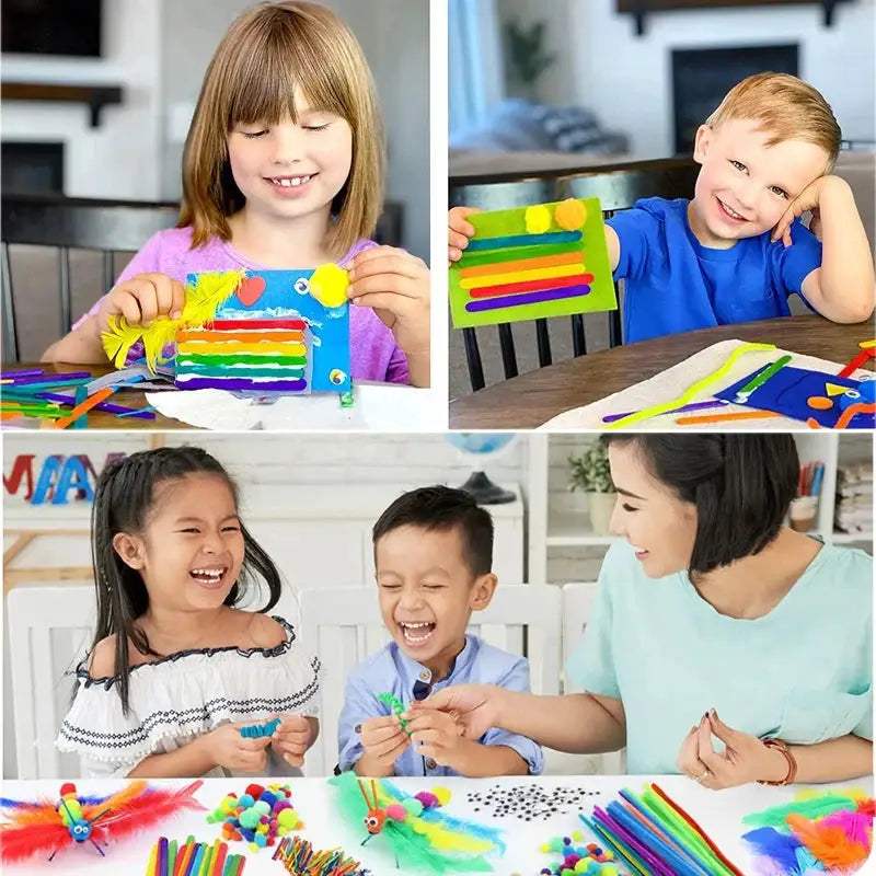  Kids Craft Kit Pompoms Premium Creative DIY Fun -  ToylandEU™