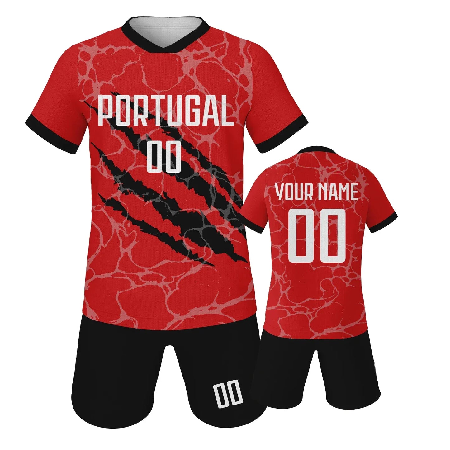 Kids Custom Portugal Netherlands Soccer Jersey Short Set Green Personalize With Name And Number - ToylandEU