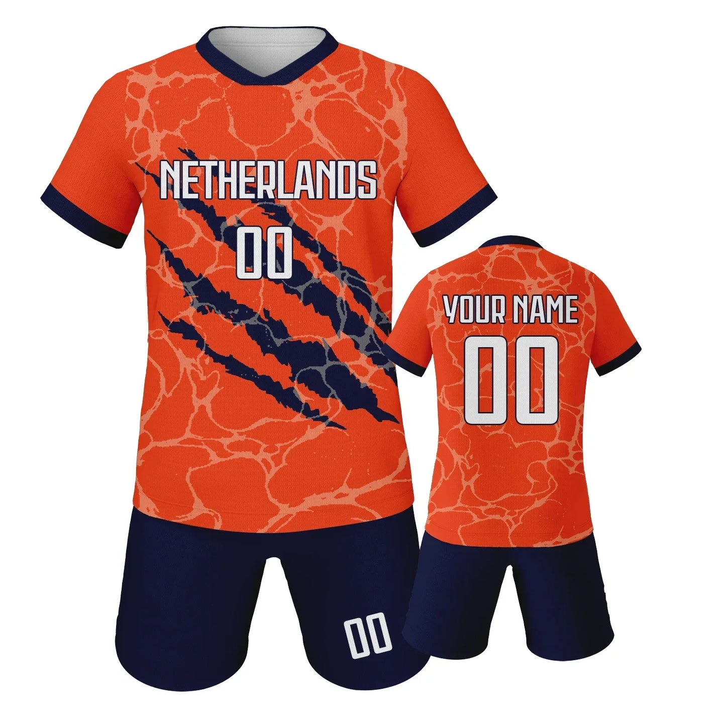 Kids Custom Portugal Netherlands Soccer Jersey Short Set Green Personalize With Name And Number - ToylandEU