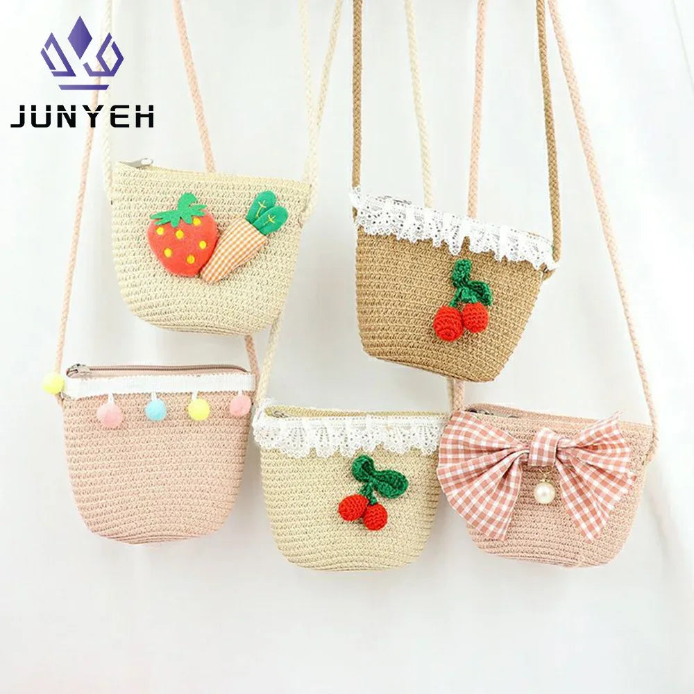 Kids Cute Hand Bag Children's Weave Shoulder Bags Fashion Straw Cross Bag For Girls Made From Natural - ToylandEU