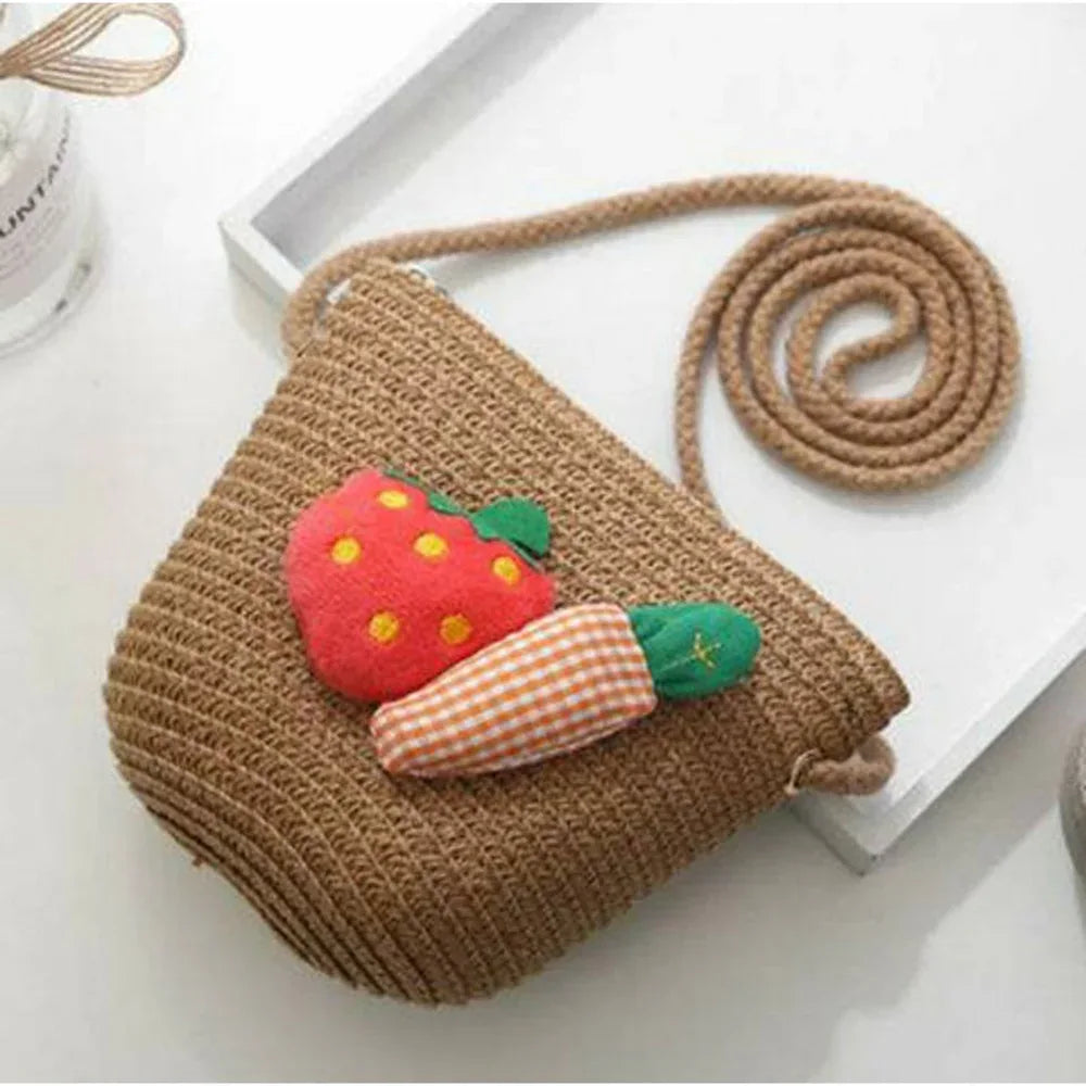 Kids Cute Hand Bag Children's Weave Shoulder Bags Fashion Straw Cross Bag For Girls Made From Natural - ToylandEU