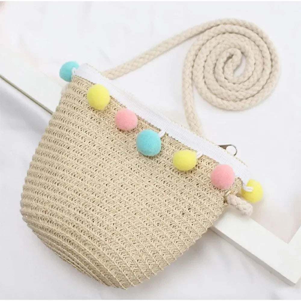 Kids Cute Hand Bag Children's Weave Shoulder Bags Fashion Straw Cross Bag For Girls Made From Natural - ToylandEU