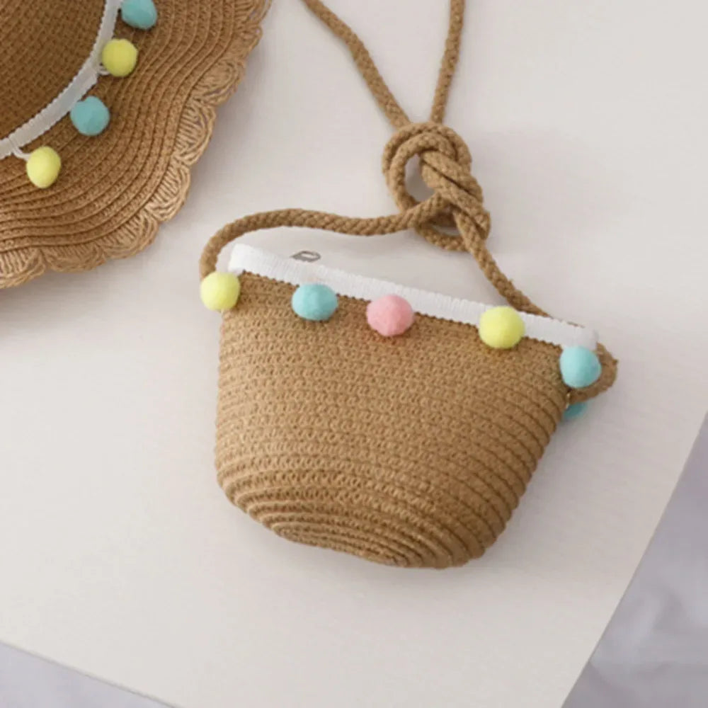Kids Cute Hand Bag Children's Weave Shoulder Bags Fashion Straw Cross Bag For Girls Made From Natural - ToylandEU
