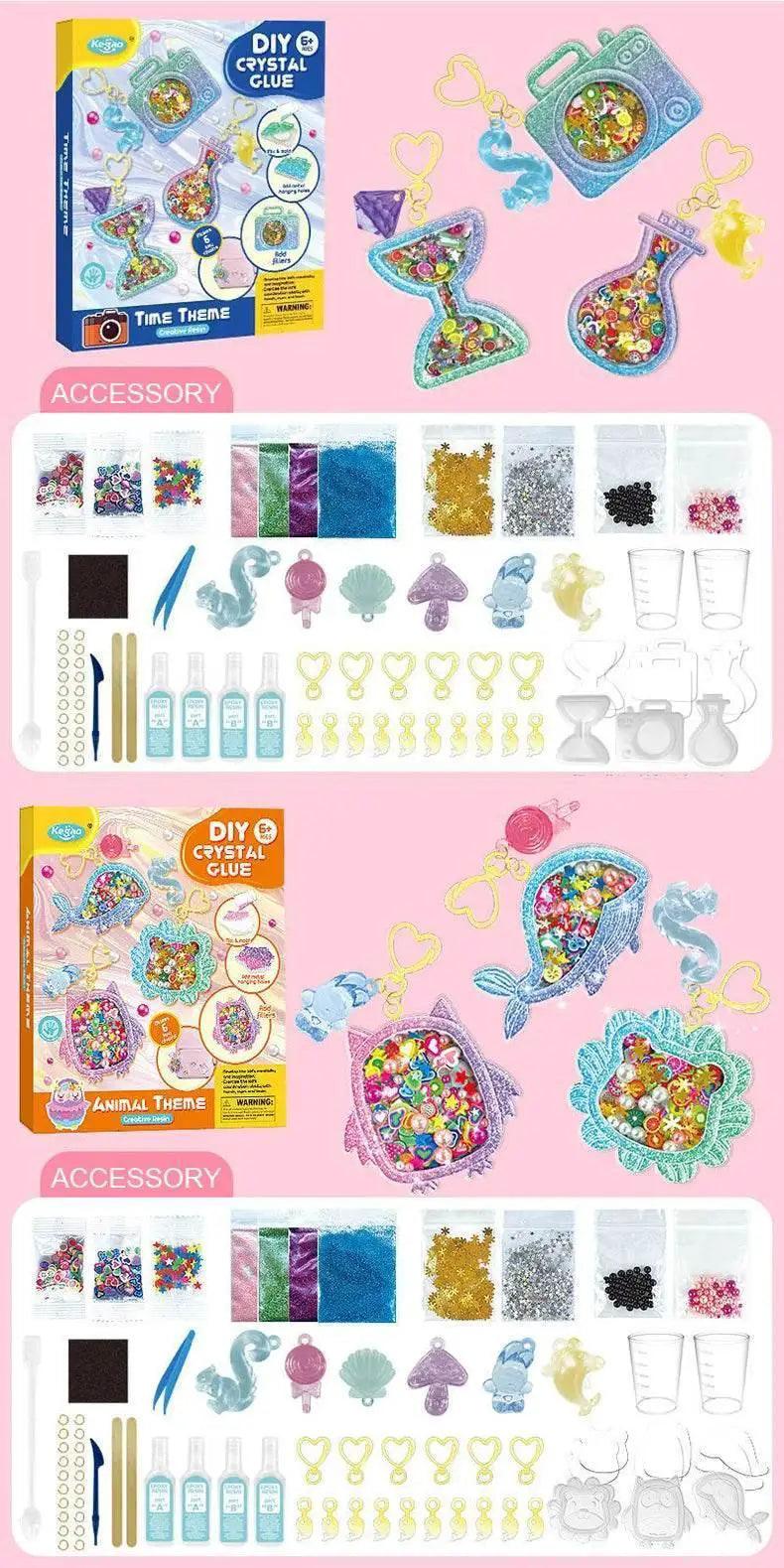  Kids DIY Crystal Glue Key Chain Art Craft Set Gift -  ToylandEU™