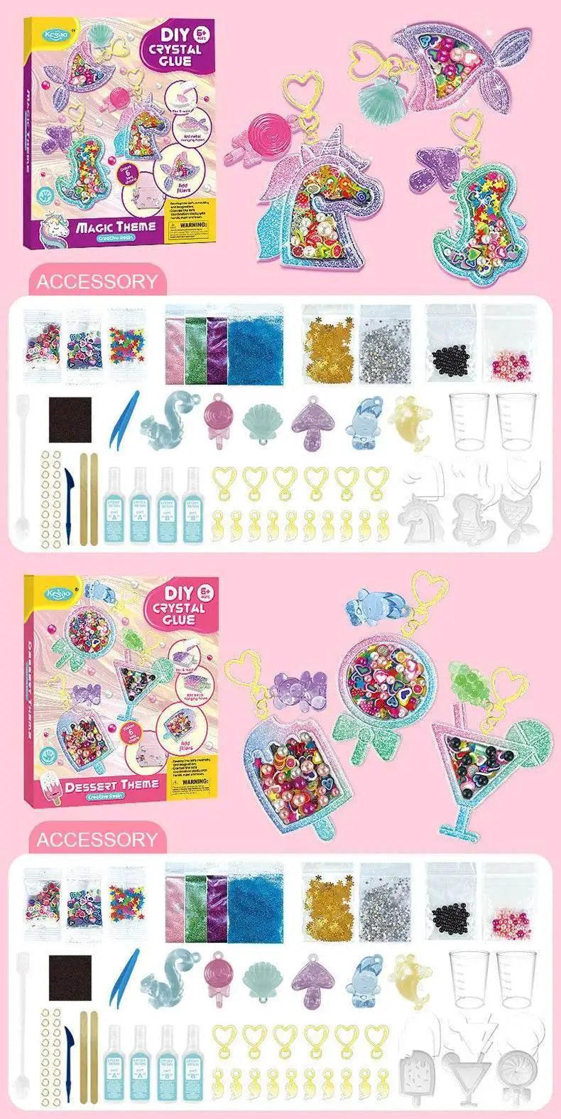  Kids DIY Crystal Glue Key Chain Art Craft Set Gift -  ToylandEU™