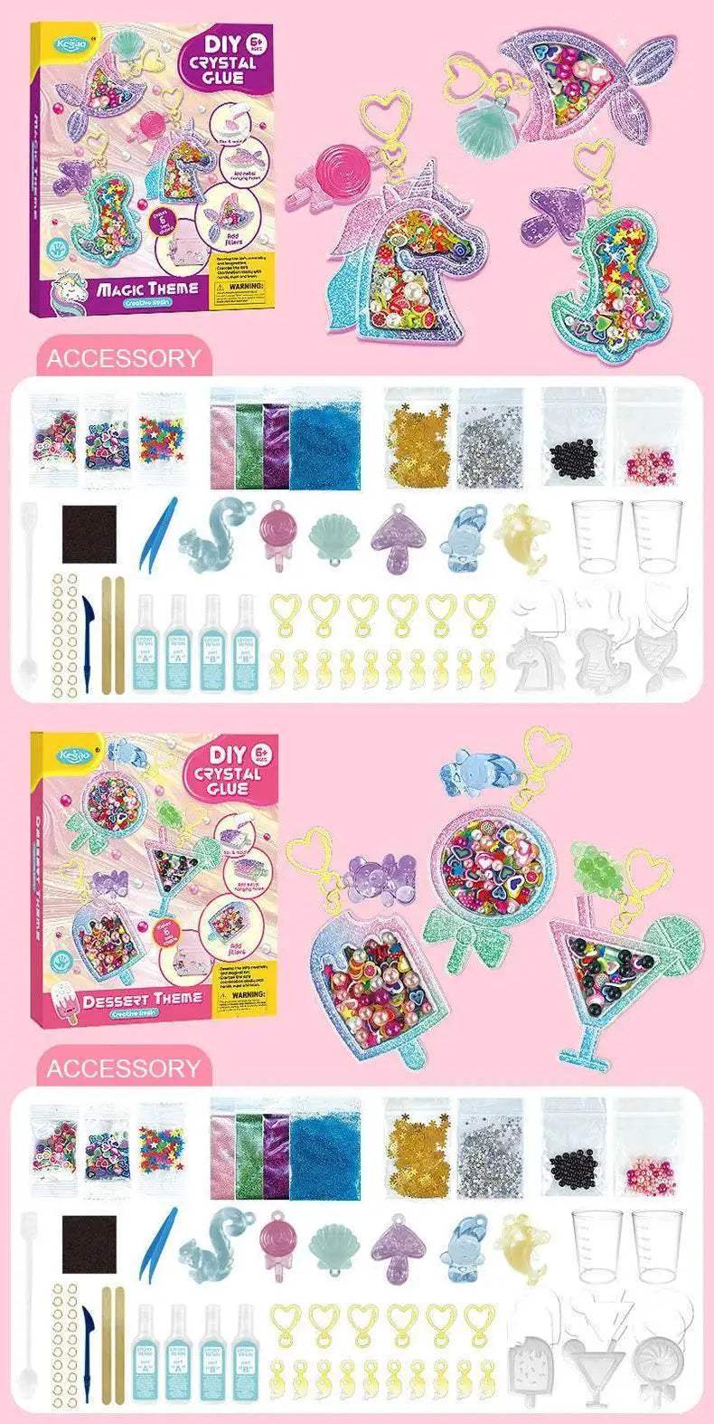 Kids DIY Crystal Glue Key Chain Art Craft Set for Girls - ToylandEU
