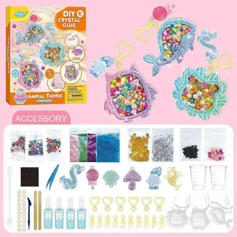 Kids DIY Crystal Glue Key Chain Art Craft Set for Girls - ToylandEU