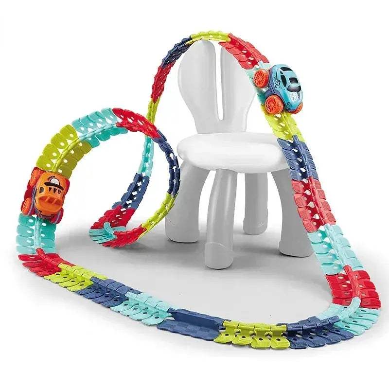 Kids DIY Slot Car Track Set With Flexible Changeable Rails - ToylandEU
