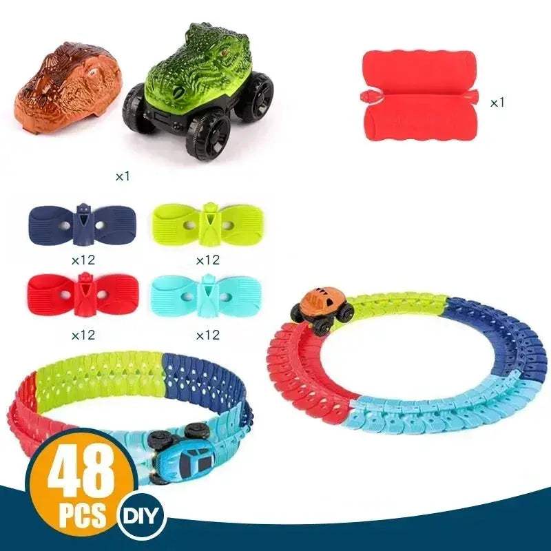 Kids DIY Slot Car Track Set With Flexible Changeable Rails - ToylandEU