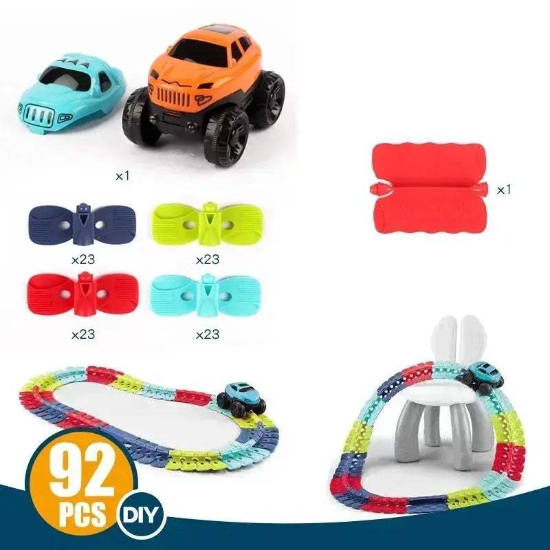 Kids DIY Slot Car Track Set With Flexible Changeable Rails - ToylandEU