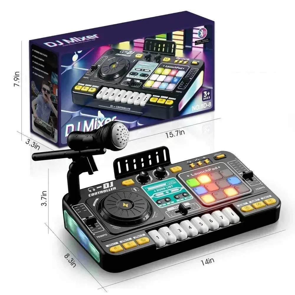 Kids DJ Mixer Bluetooth Turntable Toy with Microphone - ToylandEU