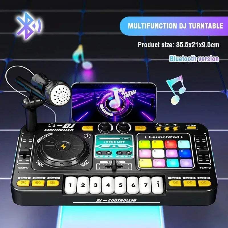Kids DJ Mixer Bluetooth Turntable Toy with Microphone - ToylandEU