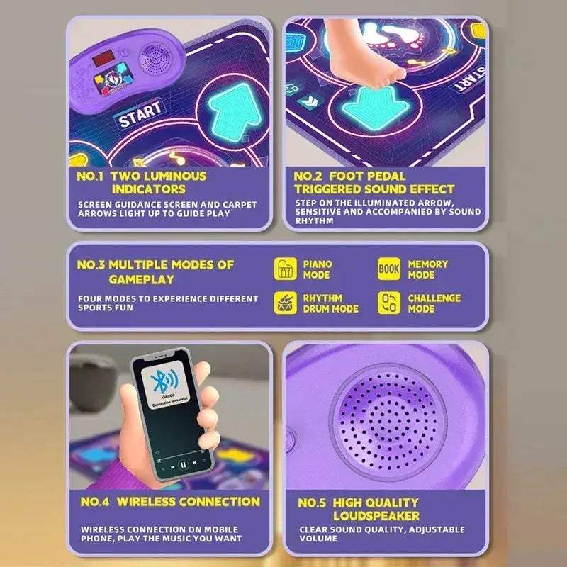 Kids Dance Mat With Bluetooth Lights Educational Toy - ToylandEU