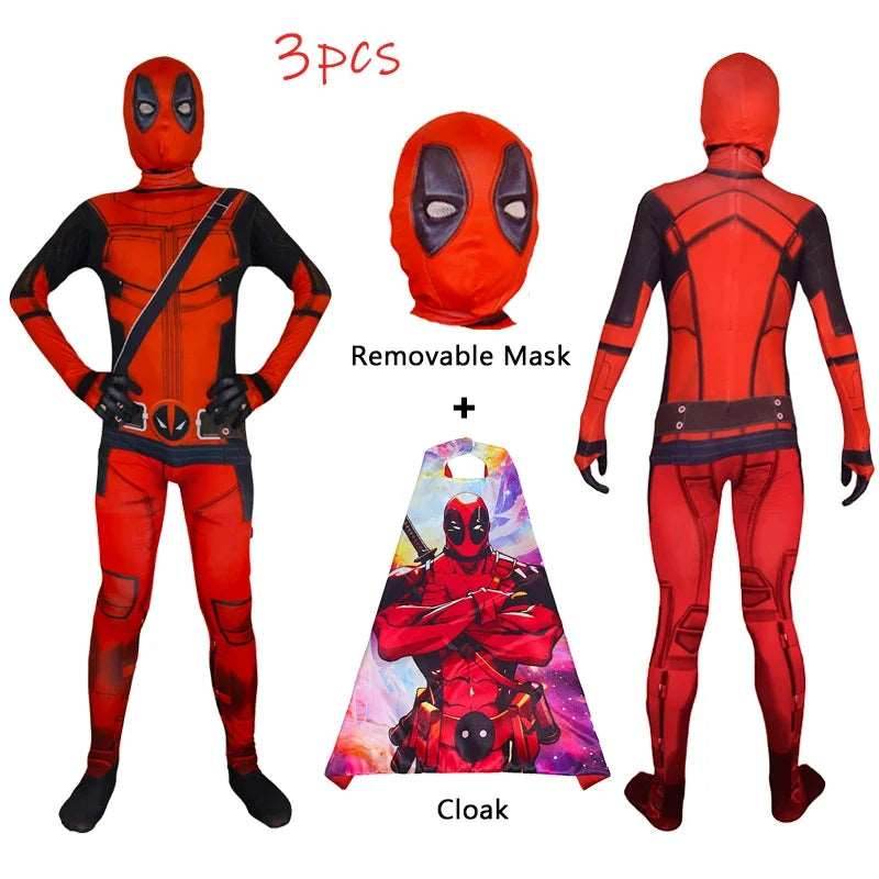 Kids Deadpool Superhero Costume Set - Bodysuit, Cape & Mask for Fun! - ToylandEU