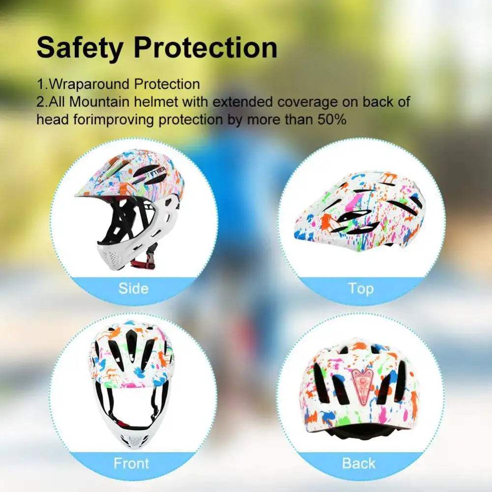Kids Detachable Full Face Bike Helmet Lightweight Safety - ToylandEU