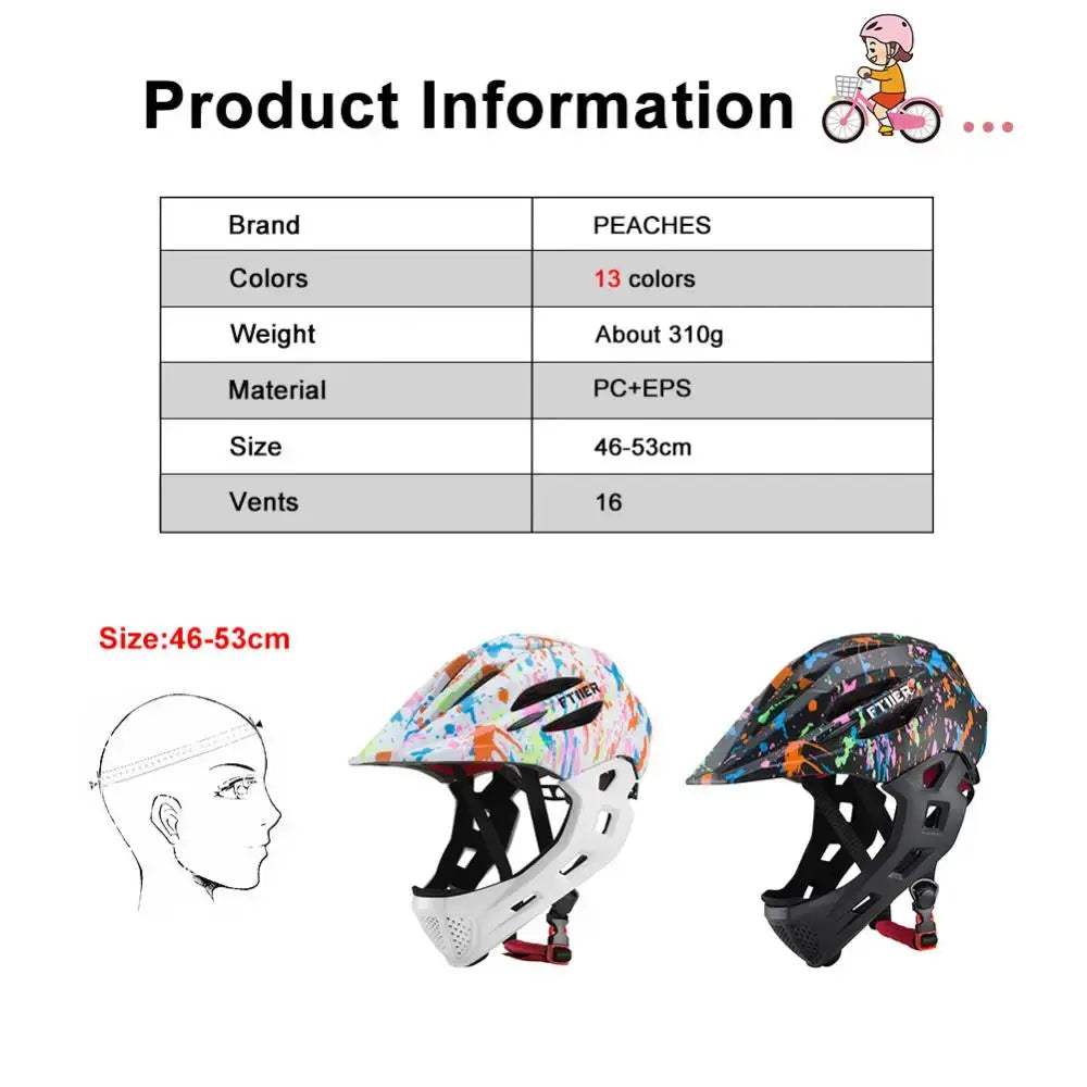Kids Detachable Full Face Bike Helmet Lightweight Safety - ToylandEU
