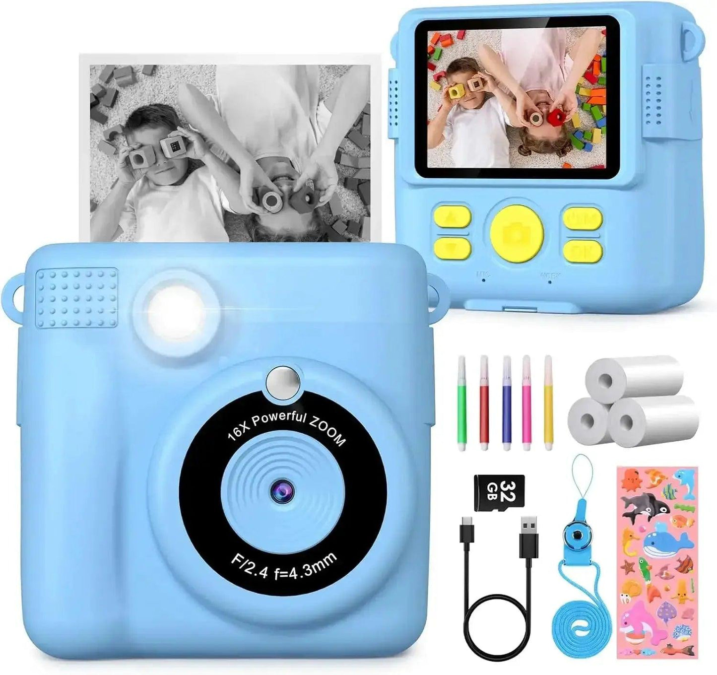  Kids Digital Camera 2.4" 1080P HD Video Instant Print Gift -  ToylandEU™