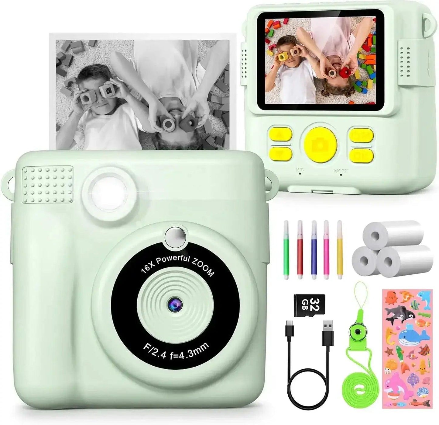  Kids Digital Camera 2.4" 1080P HD Video Instant Print Gift -  ToylandEU™