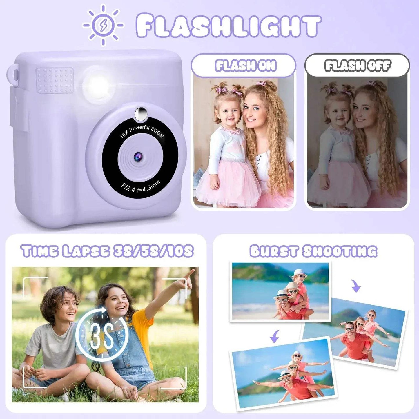  Kids Digital Camera 2.4" 1080P HD Video Instant Print Gift -  ToylandEU™