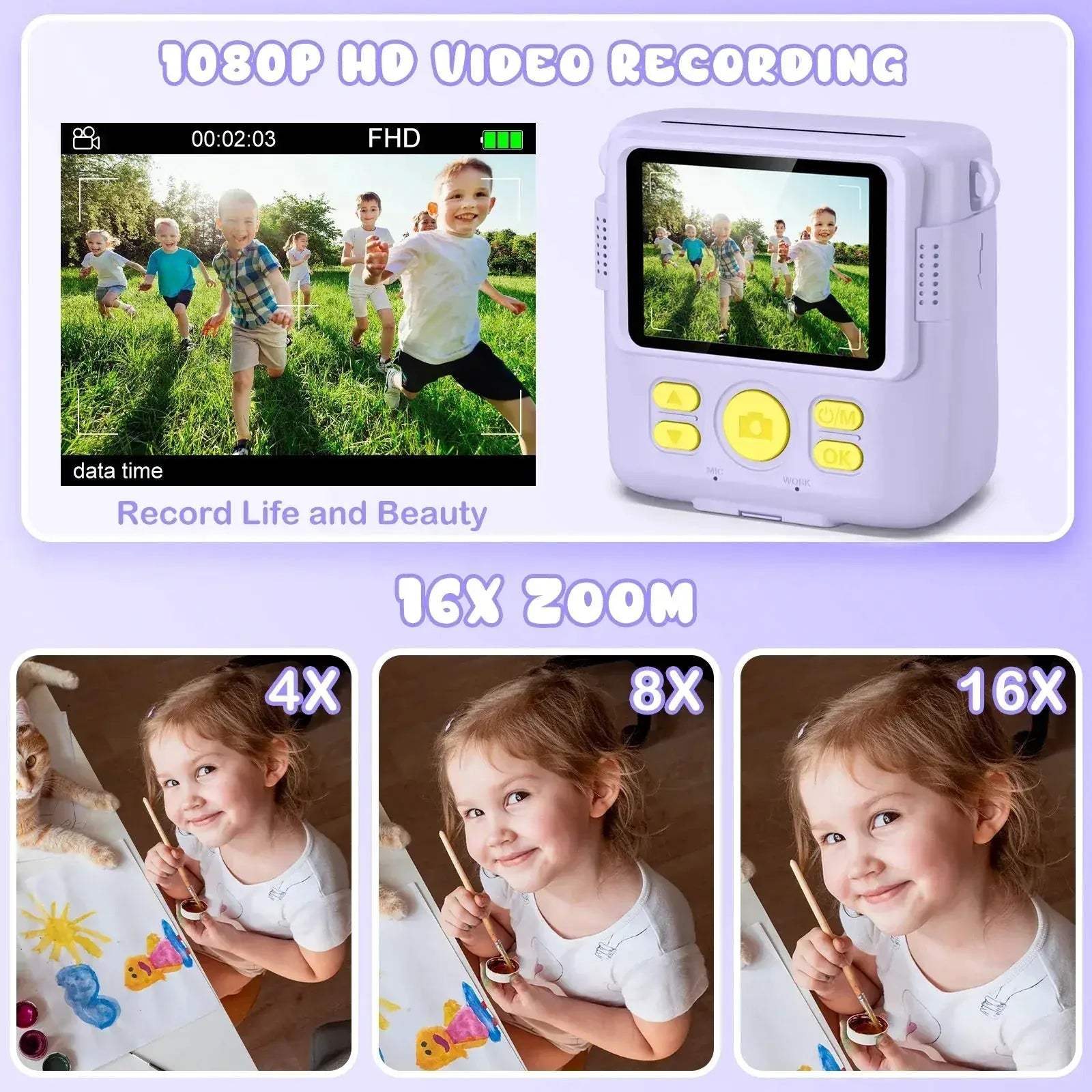  Kids Digital Camera 2.4" 1080P HD Video Instant Print Gift -  ToylandEU™