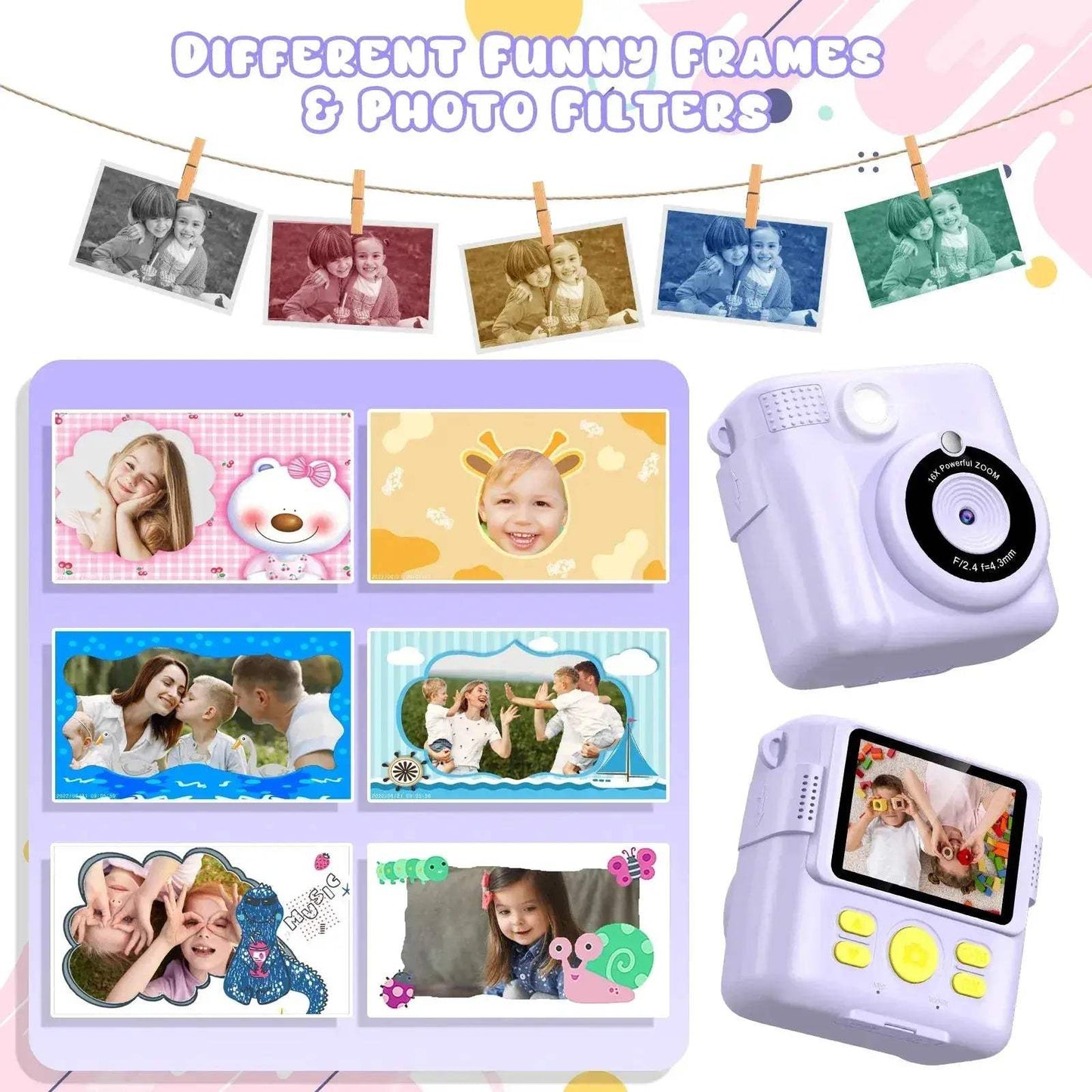  Kids Digital Camera 2.4" 1080P HD Video Instant Print Gift -  ToylandEU™