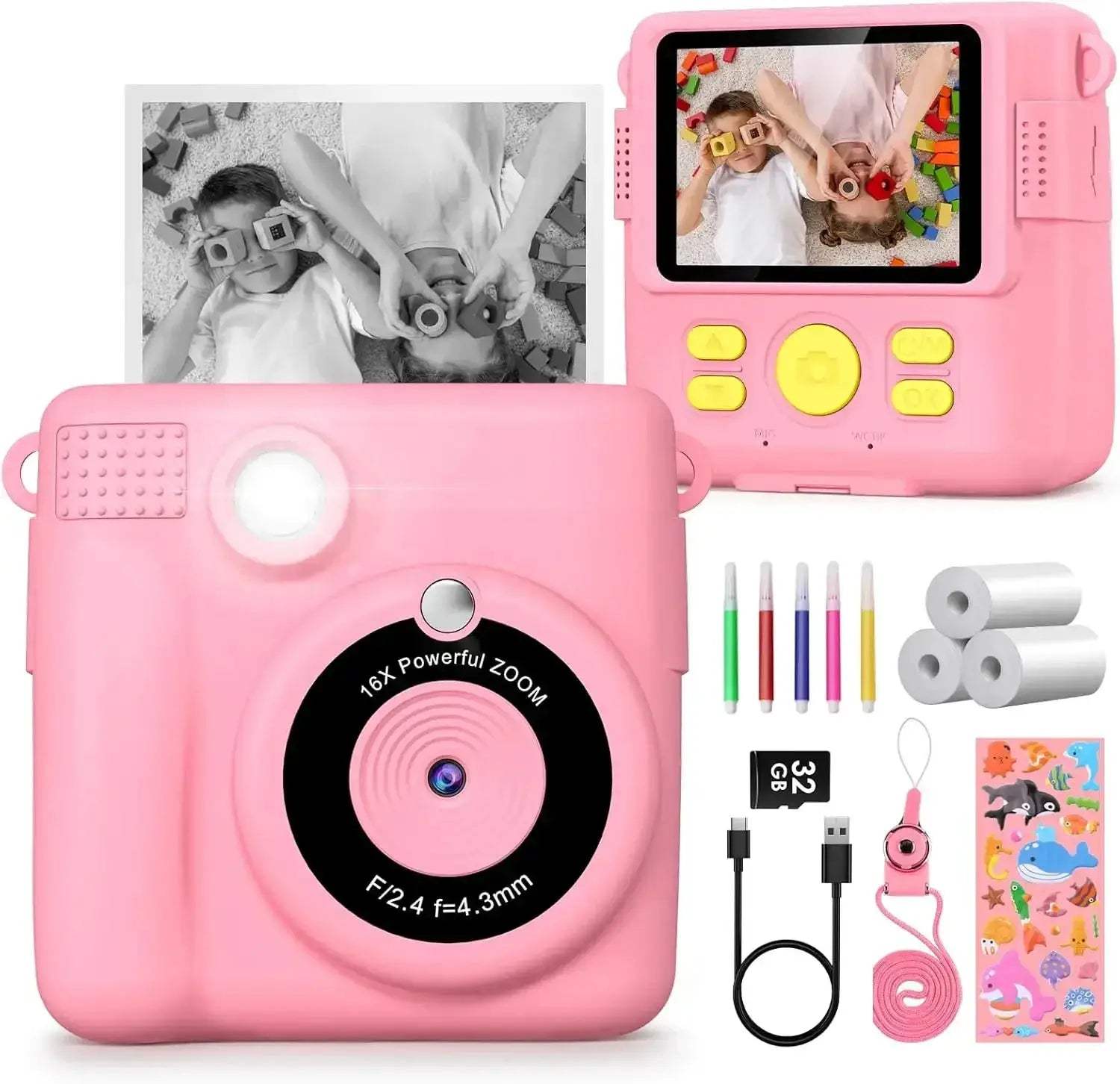  Kids Digital Camera 2.4" 1080P HD Video Instant Print Gift -  ToylandEU™