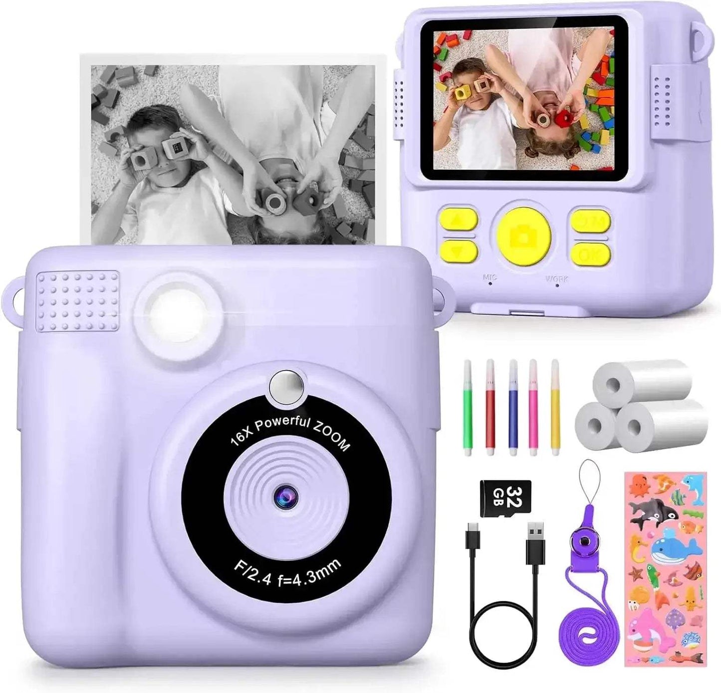  Kids Digital Camera 2.4" 1080P HD Video Instant Print Gift -  ToylandEU™