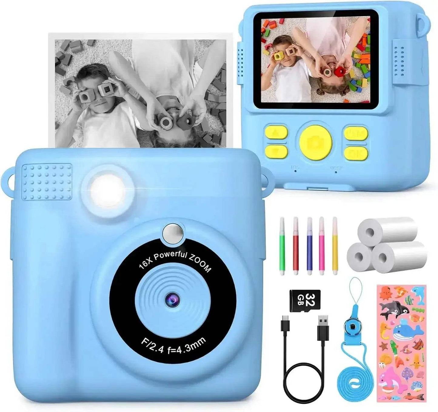  Kids Digital Camera 2.4" 1080P HD Video Instant Print Gift -  ToylandEU™