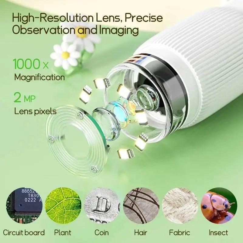  Kids Microscope 1000x Magnifier Microscope 200 Megapixels With LED Photo Video Function Educational Toys Science For Children -  ToylandEU™