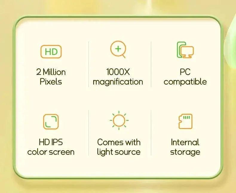  Kids Microscope 1000x Magnifier Microscope 200 Megapixels With LED Photo Video Function Educational Toys Science For Children -  ToylandEU™