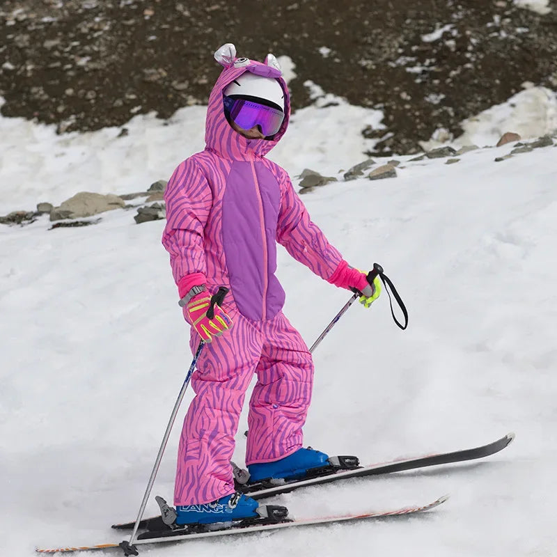Kids Dinosaur Ski Suit Thick Cold Weather One Piece - ToylandEU