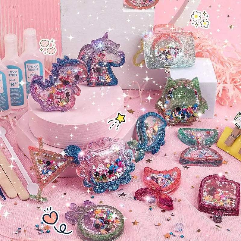 Kids DIY Crystal Glue Key chain Art Craft Set for Girls birthday Gift - ToylandEU