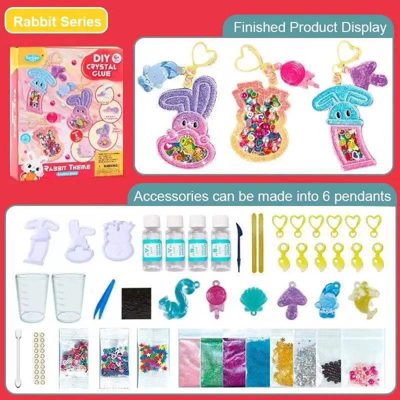Kids DIY Crystal Glue Key chain Art Craft Set for Girls birthday Gift - ToylandEU