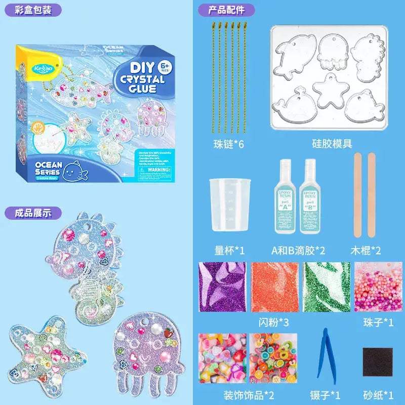 Kids DIY Crystal Glue Key chain Art Craft Set for Girls birthday Gift - ToylandEU