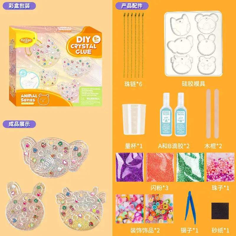 Kids DIY Crystal Glue Key chain Art Craft Set for Girls birthday Gift - ToylandEU