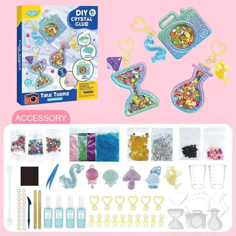 Kids DIY Crystal Glue Key chain Art Craft Set for Girls birthday Gift - ToylandEU