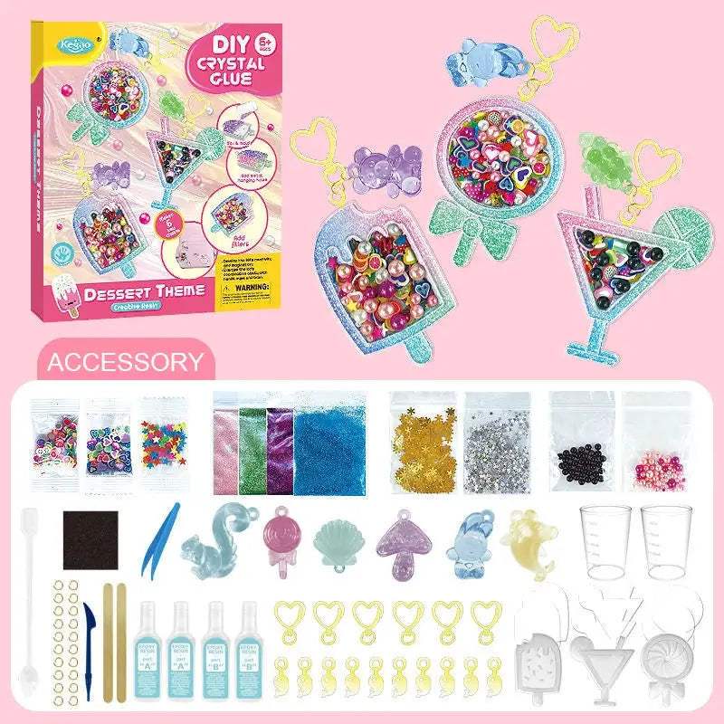 Kids DIY Crystal Glue Key chain Art Craft Set for Girls birthday Gift - ToylandEU