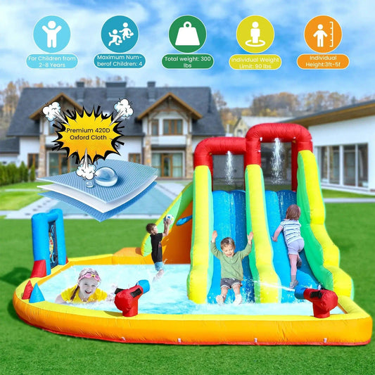  Kids Double Water Slide Bounce House With Climbing Wall -  ToylandEU™