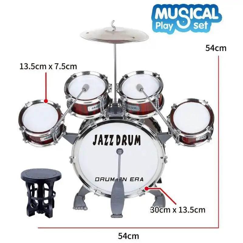  Beginner's 5-Piece Junior Drum Set with Stool & Cymbal for Kids 3-14 -  ToylandEU™