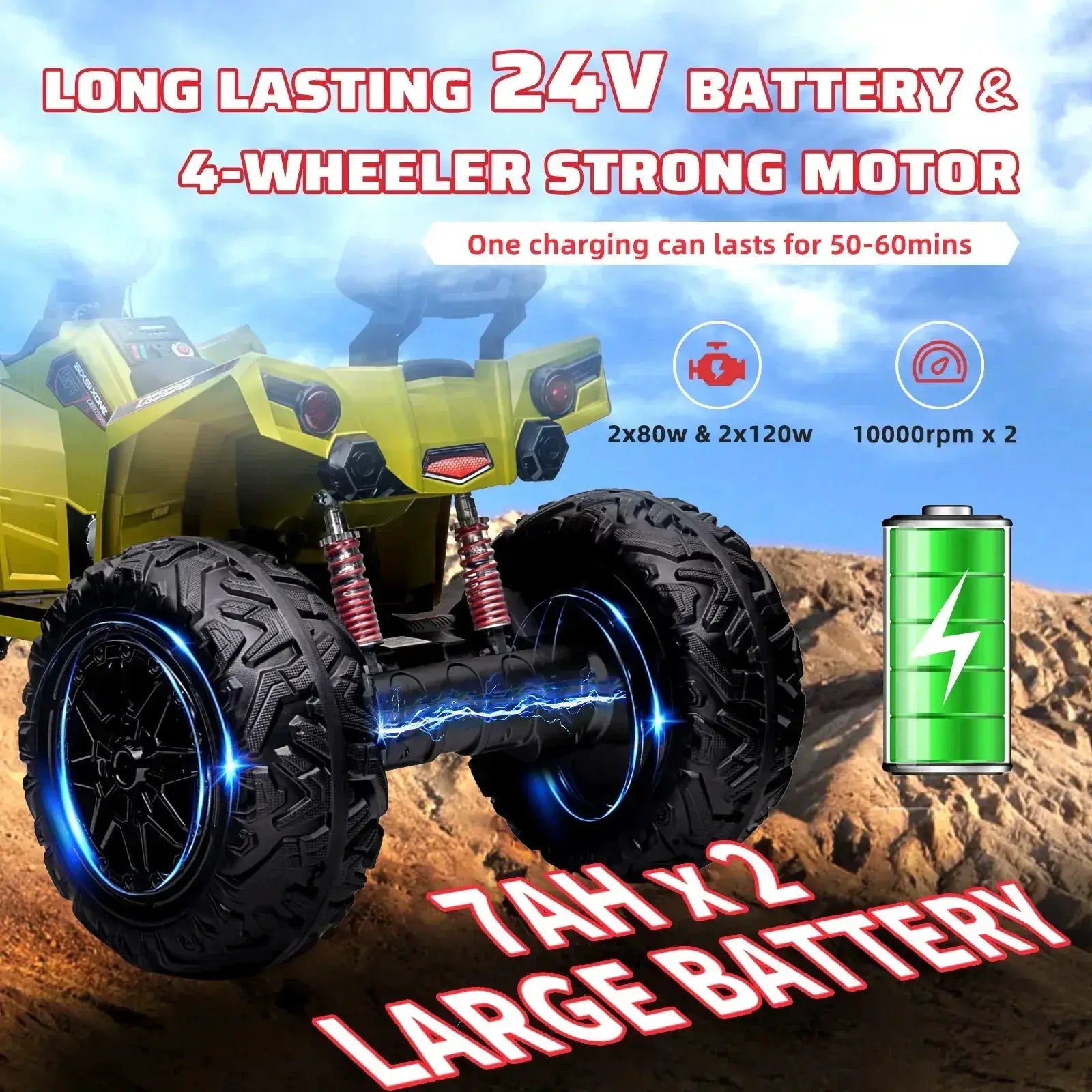 Kids Electric ATV Ride On 24V Long Playtime Bluetooth - ToylandEU