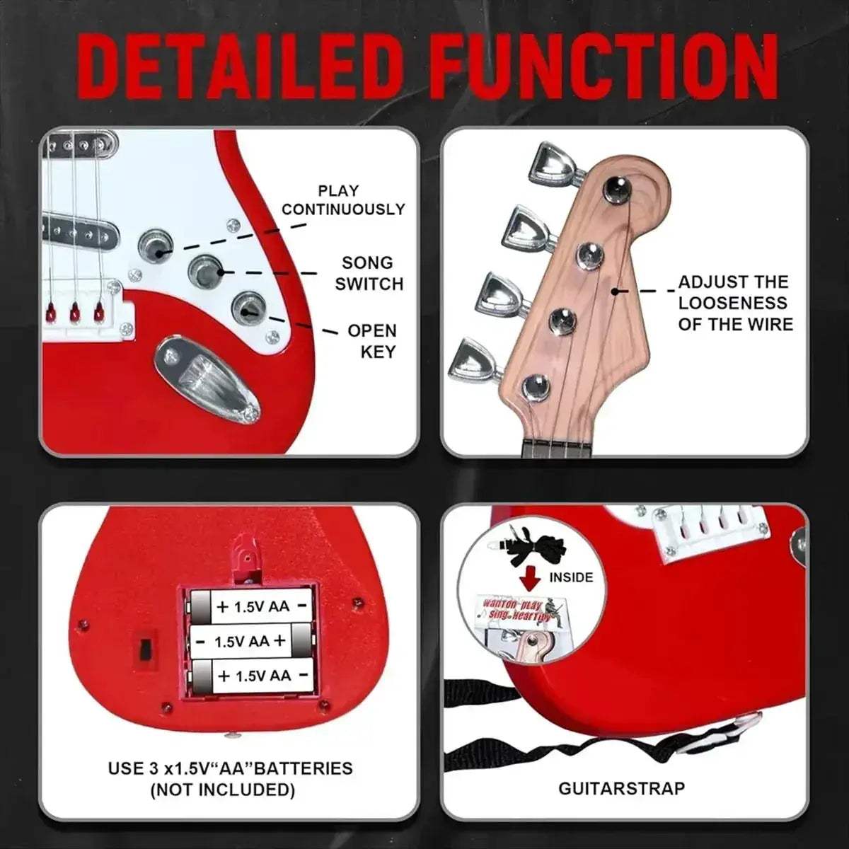  Kids Electric Guitar Toy LED Lights Rechargeable -  ToylandEU™