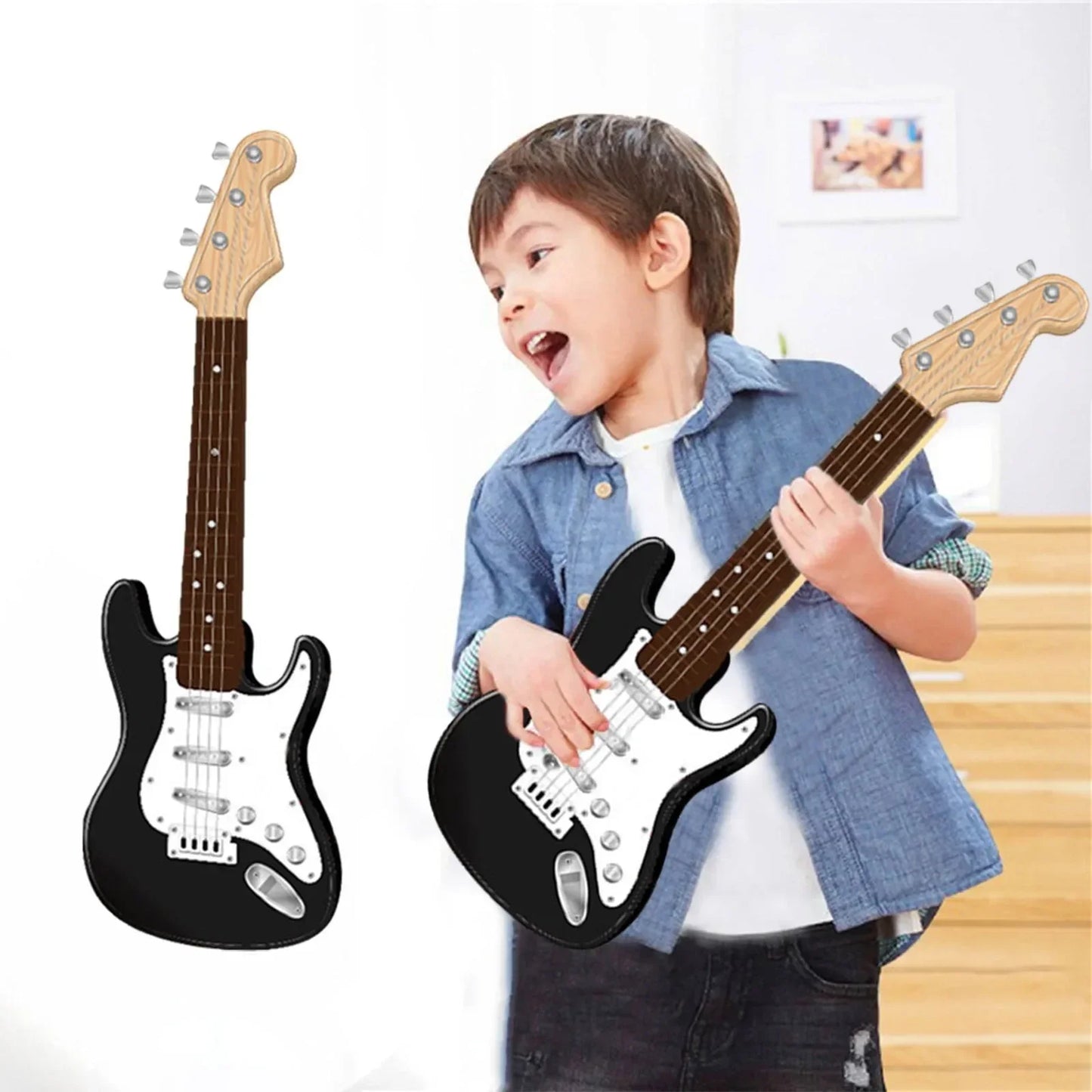 Kids Electric Guitar Toy With LED Lights And Rechargeable Battery - ToylandEU
