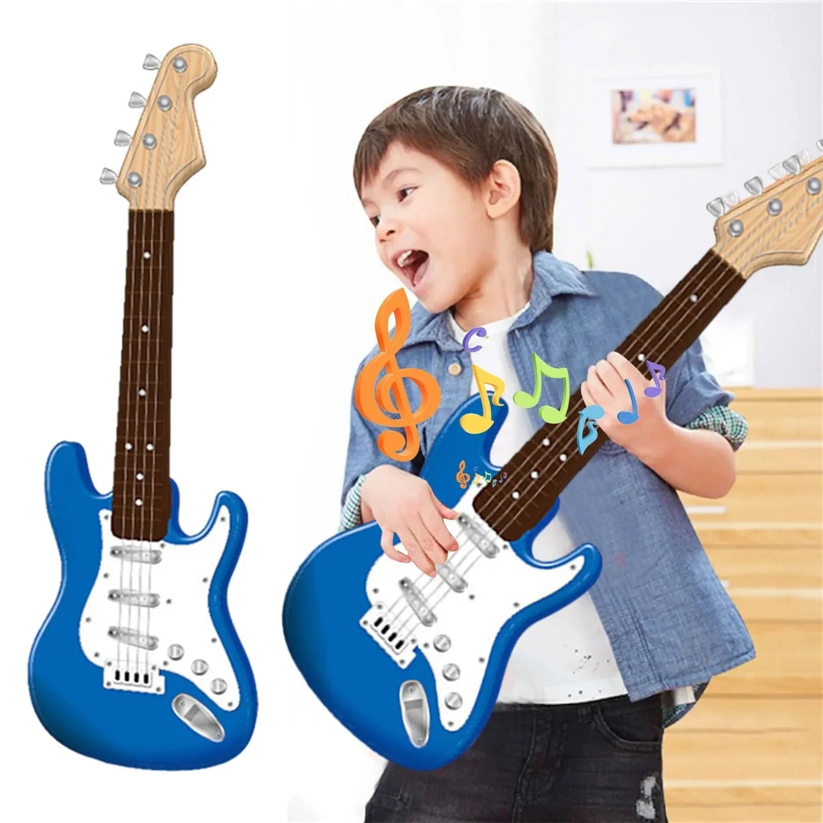 Kids Electric Guitar Toy With LED Lights And Rechargeable Battery - ToylandEU